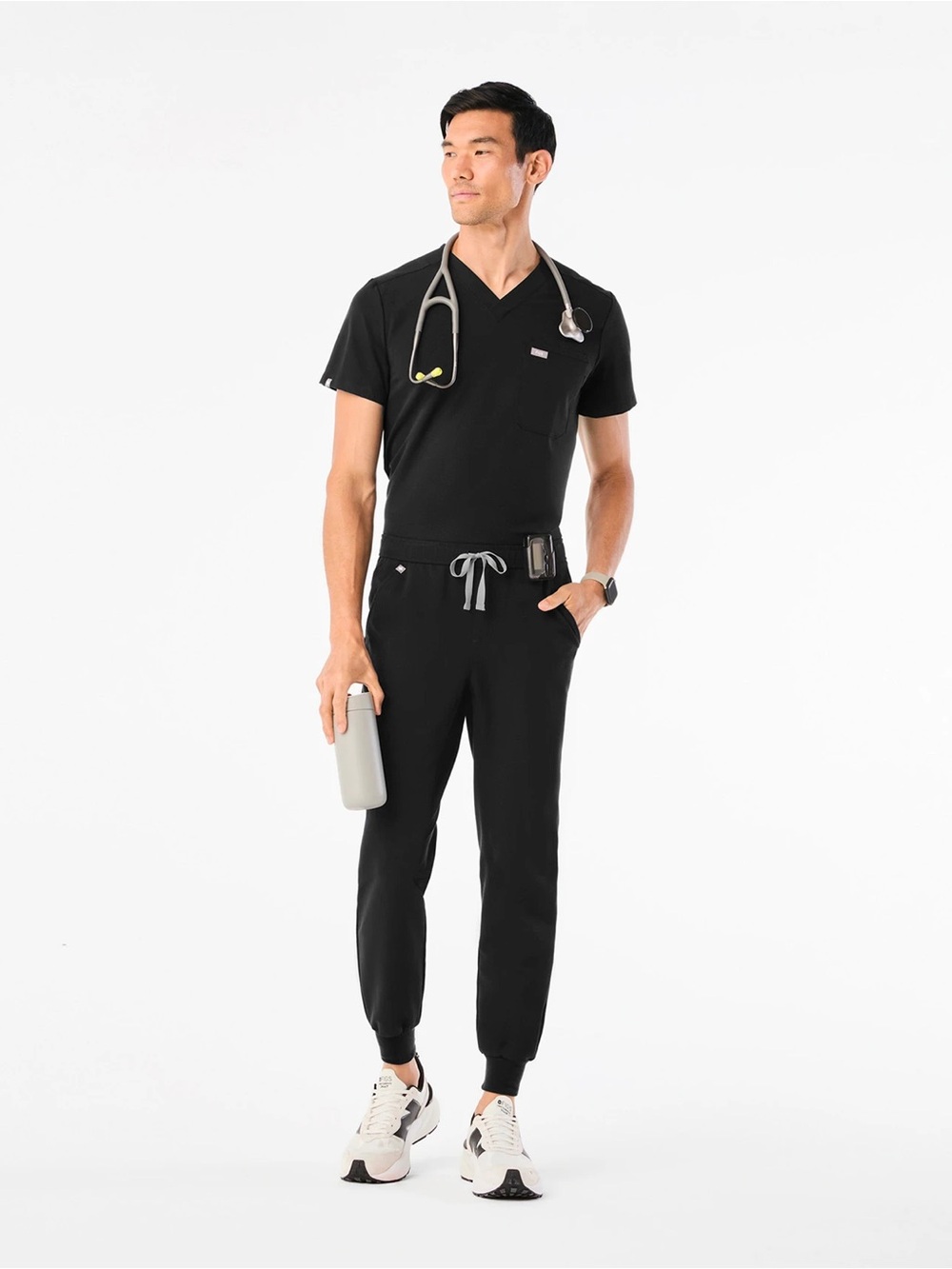 Figs Leon Scrub Top in Black